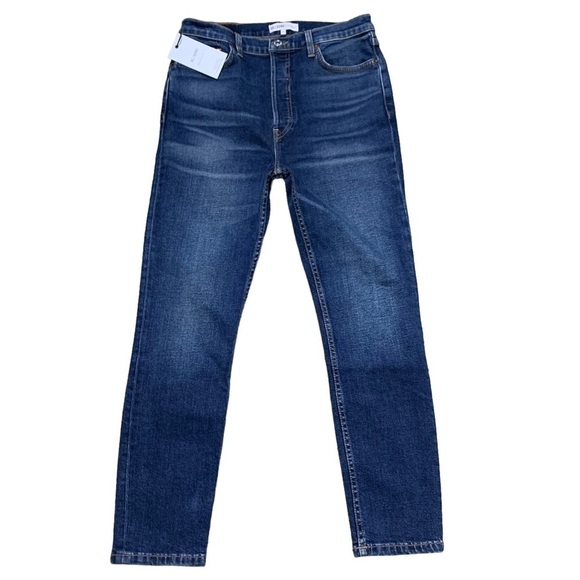 RE/DONE NWT High Rise Ankle Crop Color Midnight Blue Cotton Polyester Elastane - Picture 5 of 16